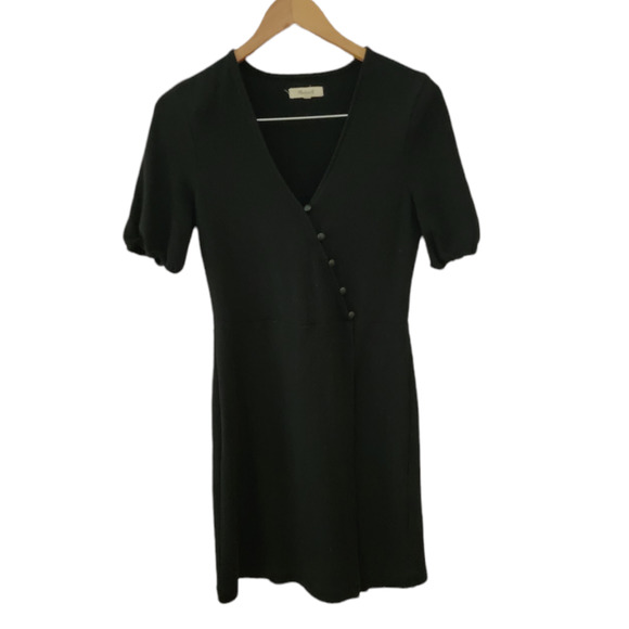 Madewell Cross-Front Button Dress Black Size Small - Picture 3 of 7